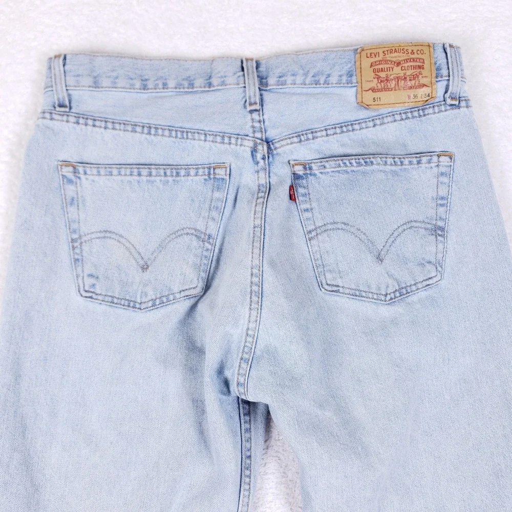 Levi's 511 Mens 36x34 Regular Fit Light Wash Jeans Cotton Vintage Argentina